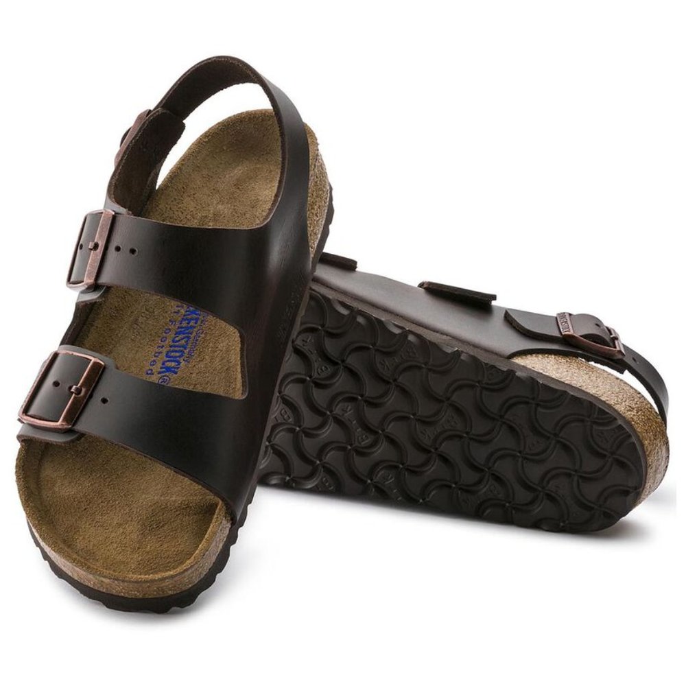 NEW Birkenstock Milano Soft Footbed Smooth Leather Amalfi Testa Di Moro Sandals - Picture 5 of 7